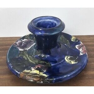 Rare Vtg S. Hancock & Son's Corona Ware 'Corea'  Hand Painted Candlestick Holder